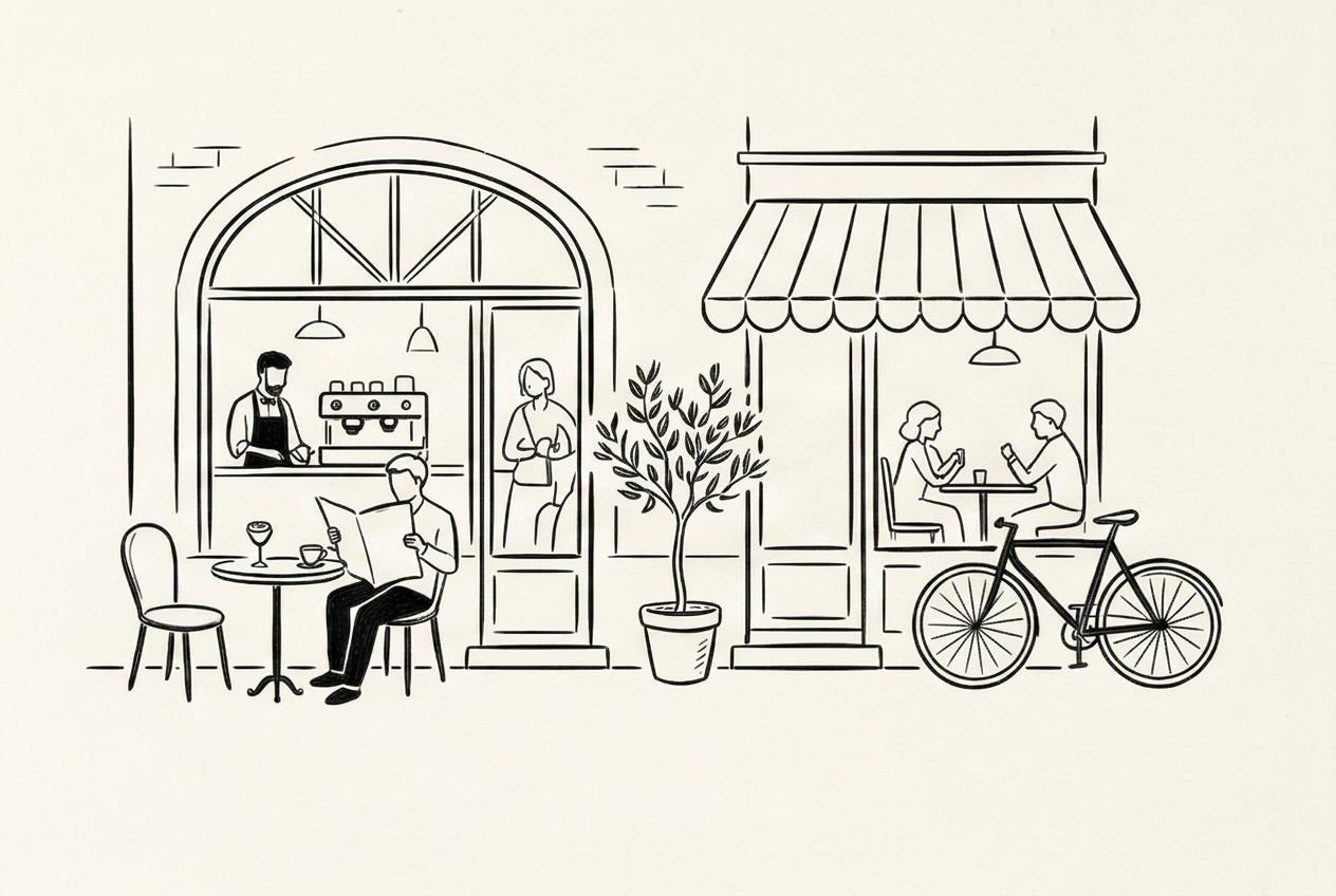Comptoir d'un café de quartier